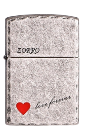 Zorro Lighter Fluid Refill Flip Lid Love Forever Design