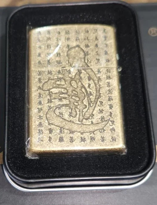 Zorro Lighter Fluid Refill Flip Lid Chinese Writing Design