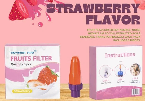 Skywhip Cream Chargers Tank Flavoured Nozzle Strawberry (3 Pcs/Box)