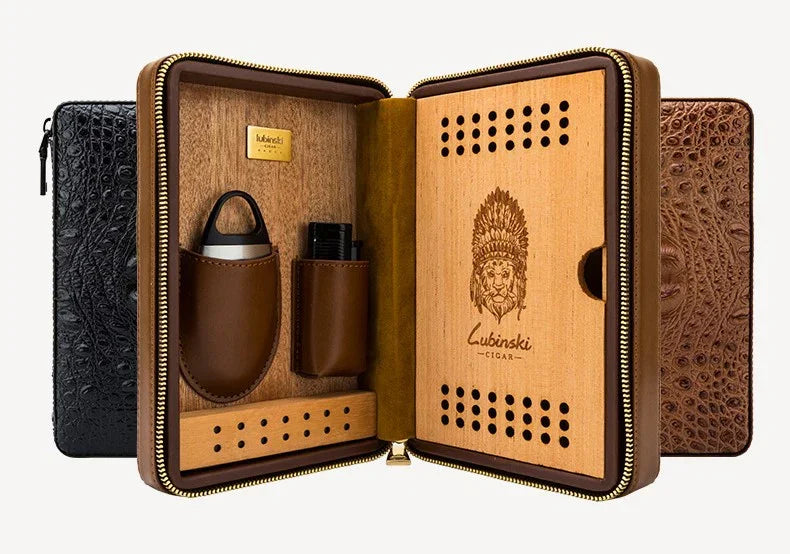 Lubinski Cigar Leather Humidifier Case Accessories