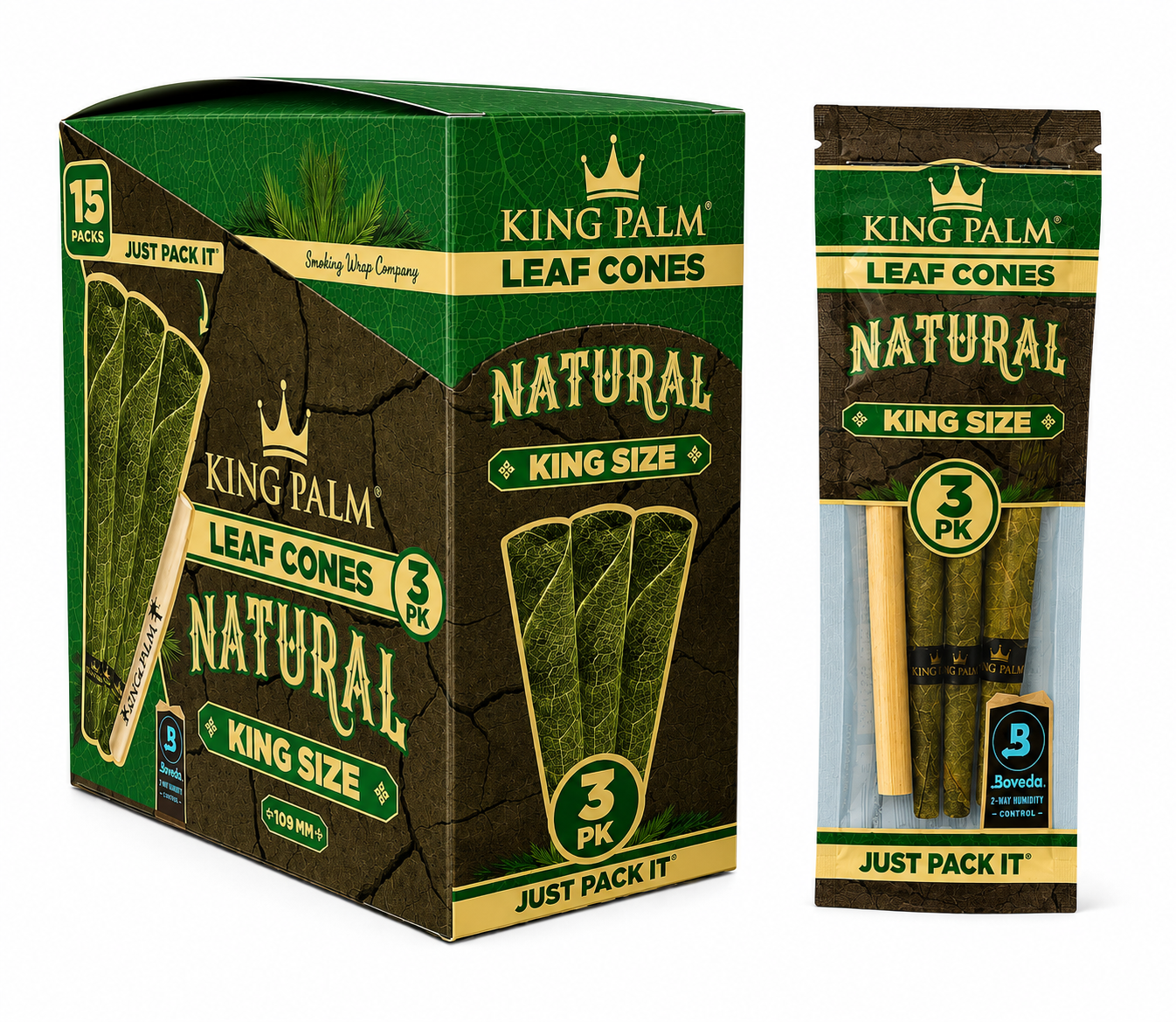KING PALM Leaf Cones – King Size (3 Cones)