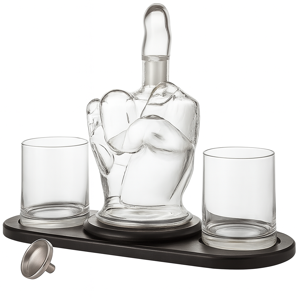 Middle Finger Pour Spout Decanter 2x Cups
