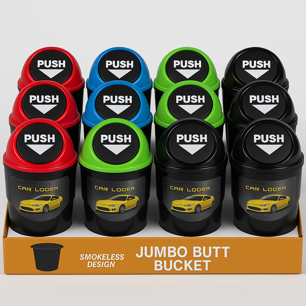 Push Lid Bin Butt Bucket Ashtray 12pcs