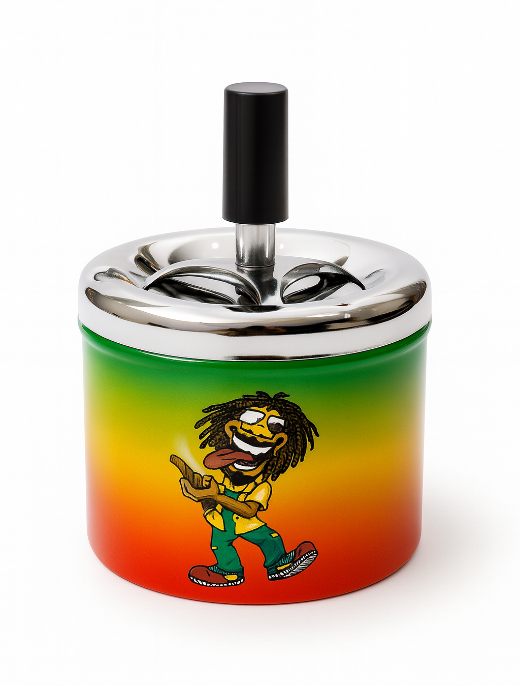 Metal Assorted Designs Ashtrays 6pcs Spin Lid