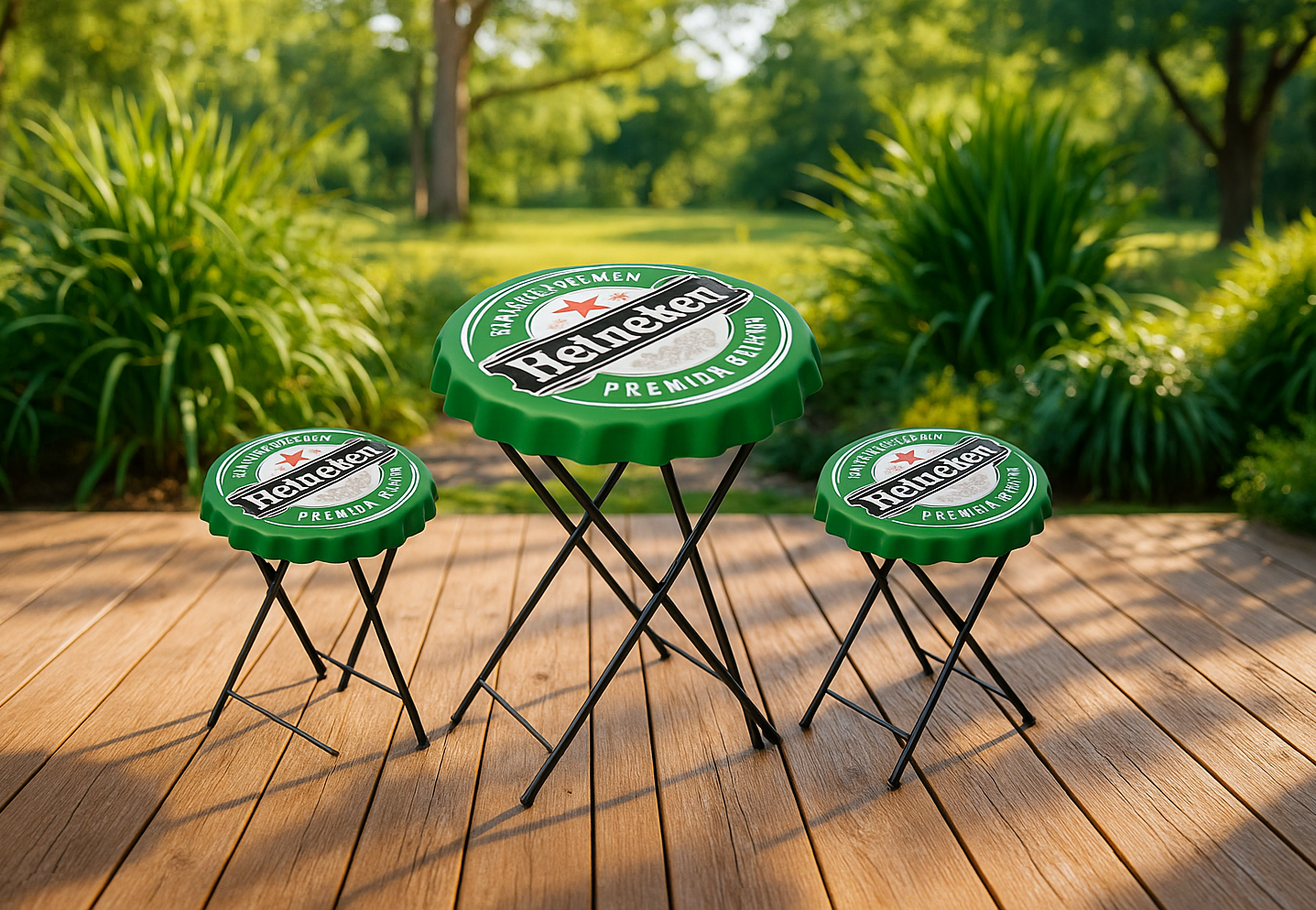 Bottle Cap Heineken Table and 2x Chairs