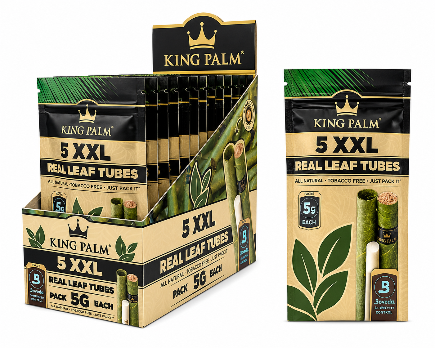 KING PALM 5 XXL Real Leaf Tube Cones 15pk display