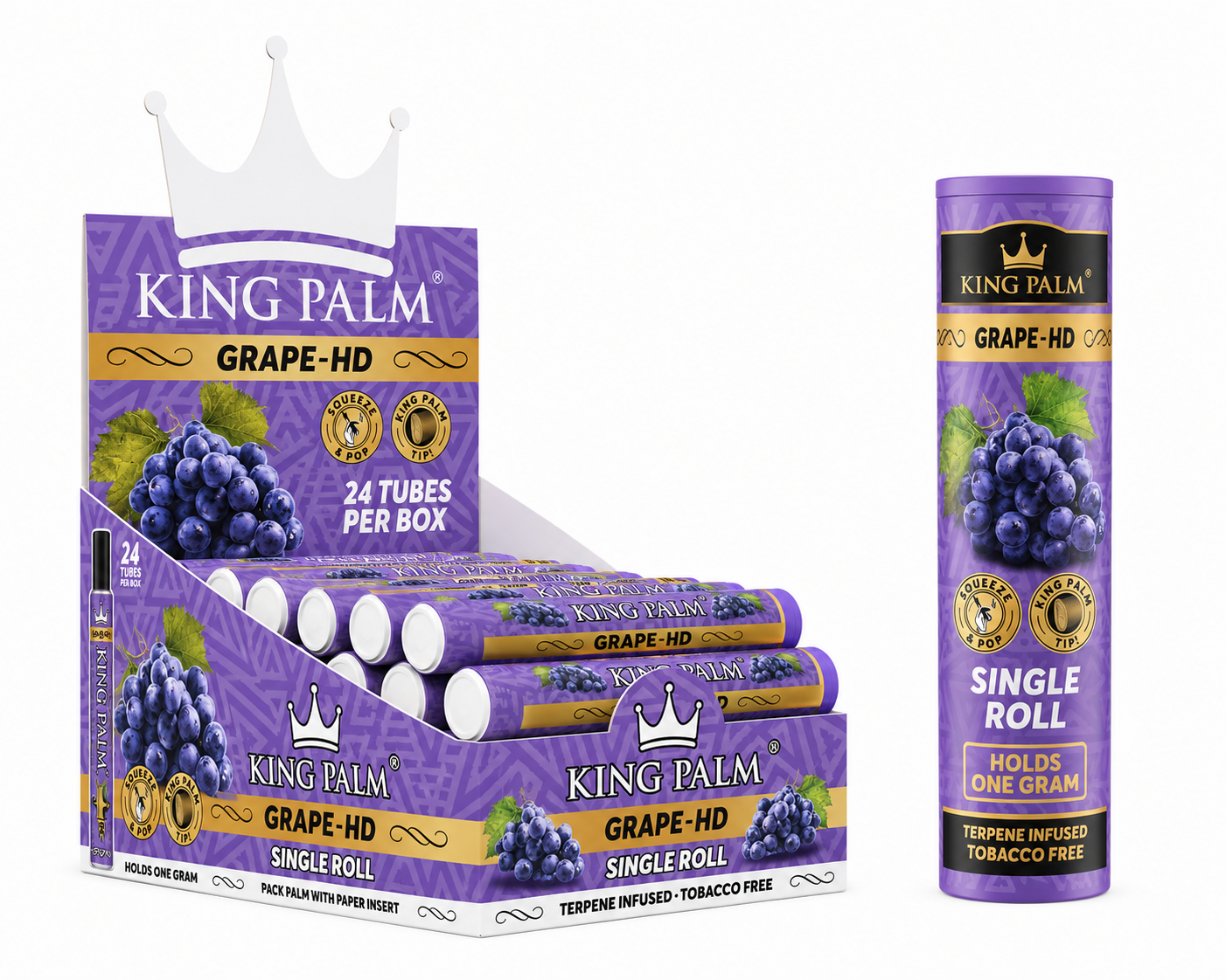 KING PALM Grape HD Single Roll Cones 24pk