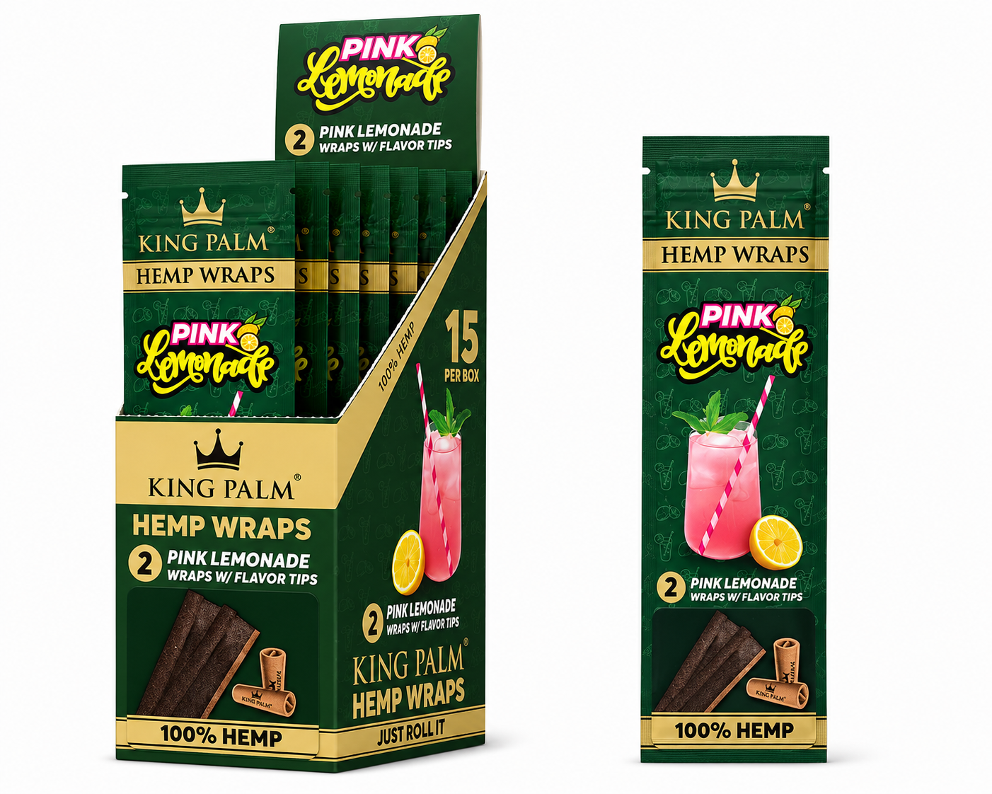 KING PALM Hemp Wraps w/ Model X Tips - Pink Lemonade