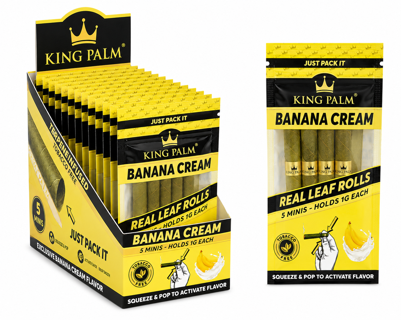 KING PALM Mini Roll Cones - Banana Cream 15pk
