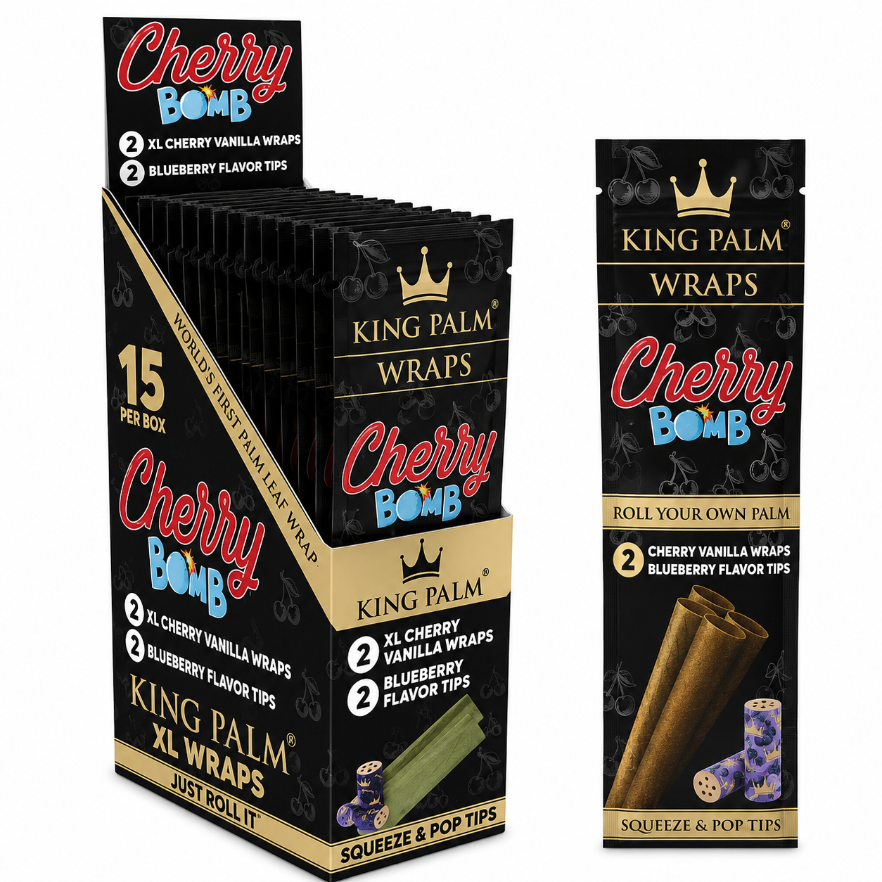 KING PALM XL Wraps + Tips - Cherry Bomb 15pcs