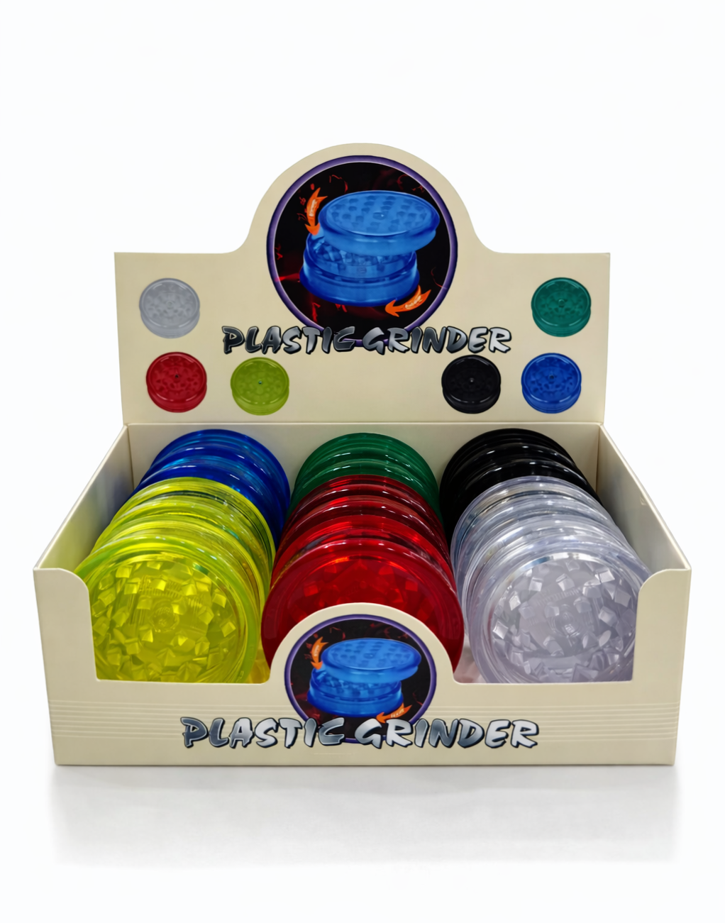 Large Coloured Plastic Grinder – Assorted Colours (12PCS/DISPLAY)