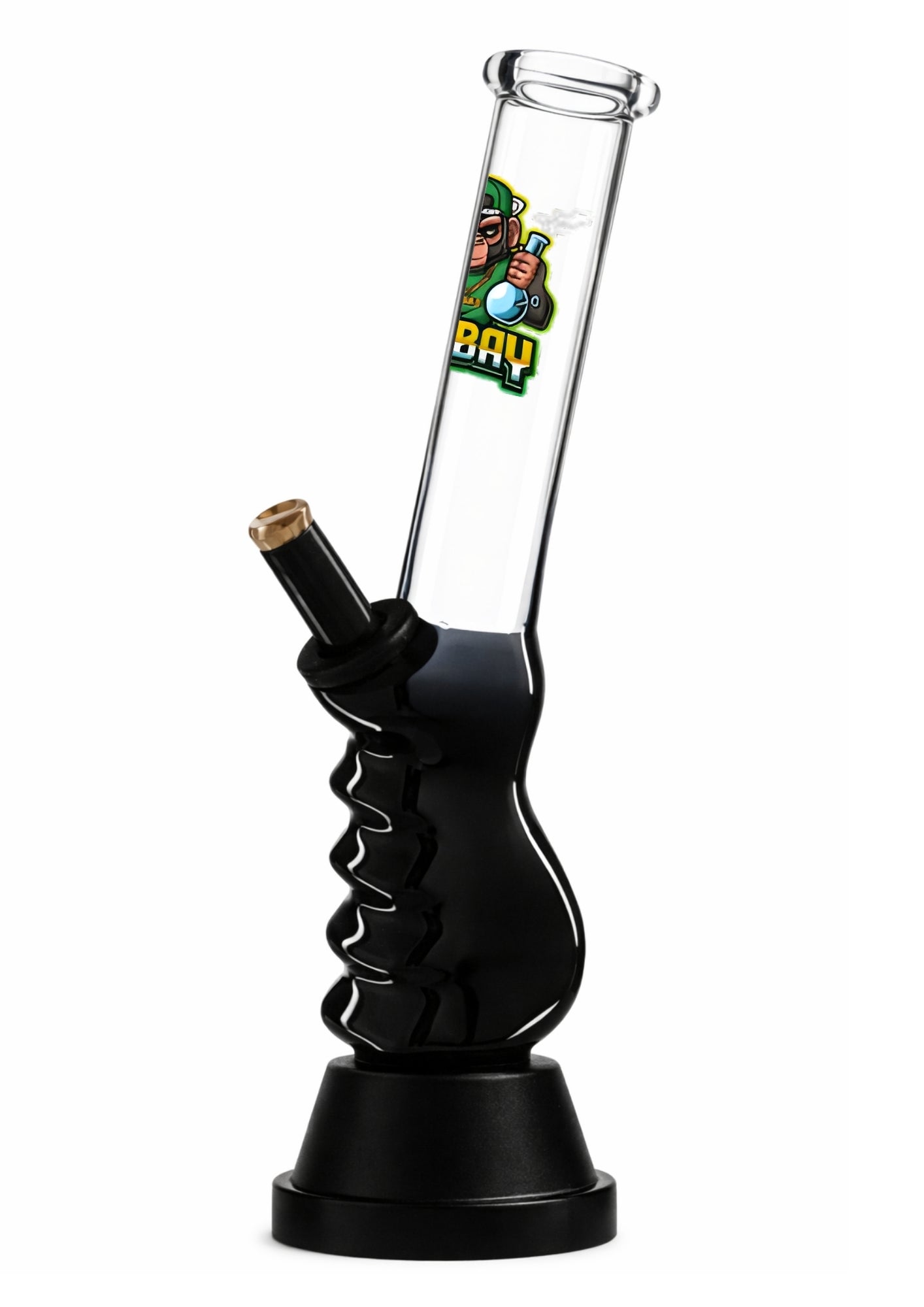 Ongbay Black Gripper Glass Oil Pourer with Clear Straight Neck (29cm)
