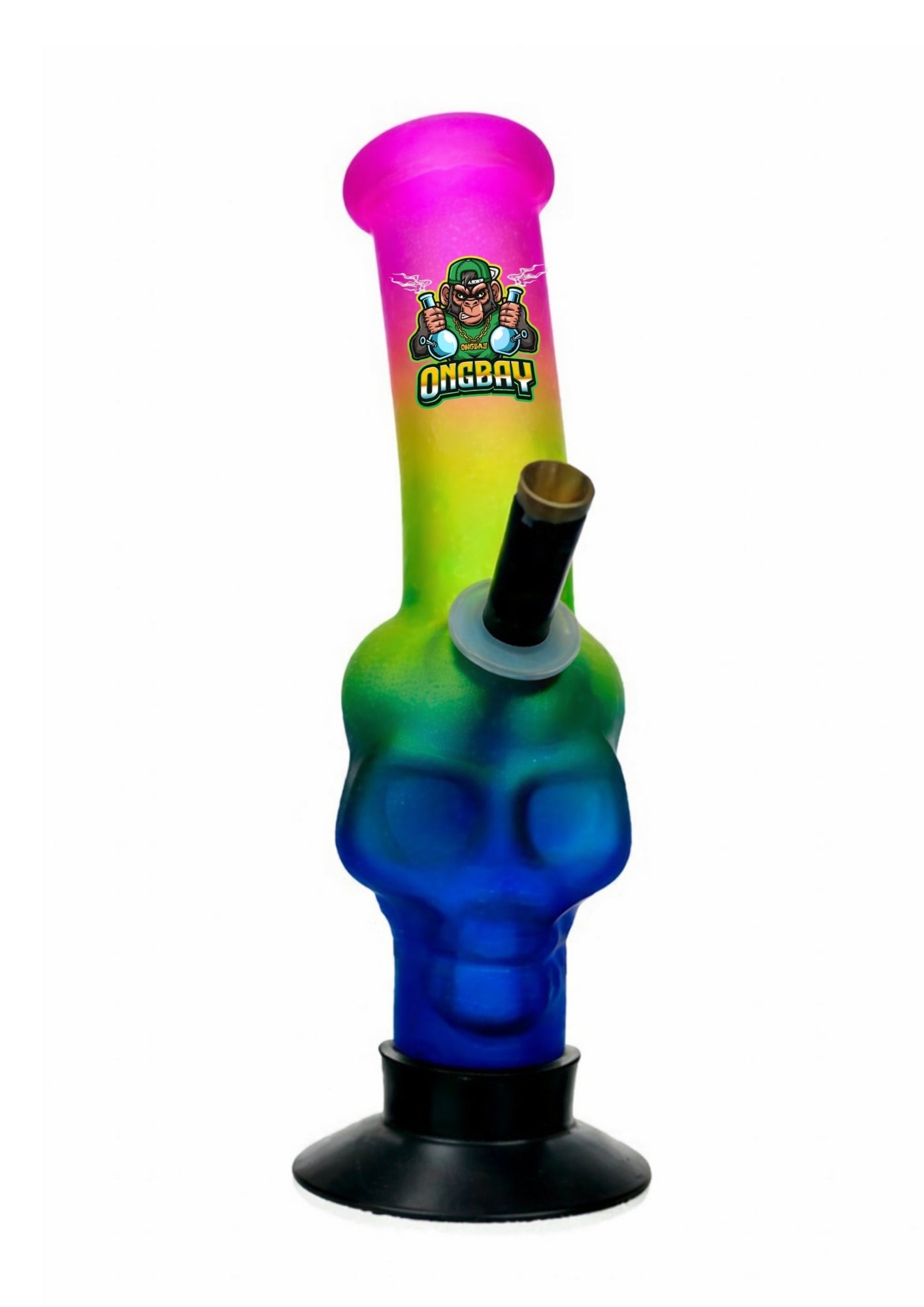 Colorful bong with a skull design on a white background