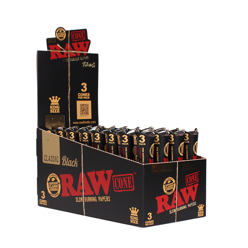 RAW Black Classic King 3 Cones - 32pk