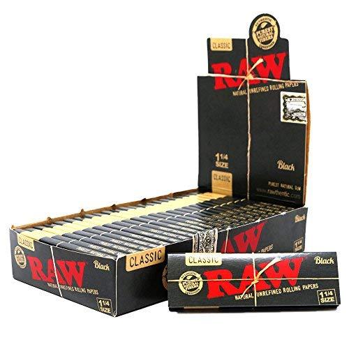 RAW Classic Black 1 1/4 SIZE - 24 Per Box 50 Leaves