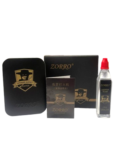 Zorro Lighter Fluid Refill Flip Lid Wings Design