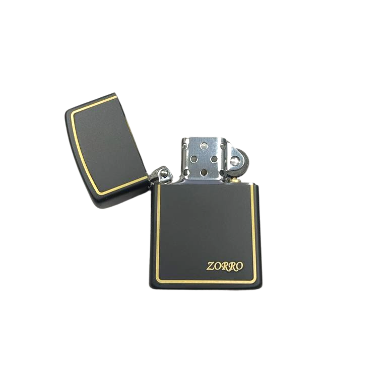 Zorro Lighter Fluid Refill Flip Lid Gold Stripes Design