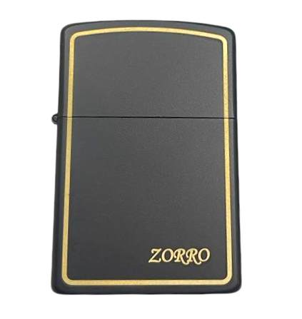 Zorro Lighter Fluid Refill Flip Lid Gold Stripes Design