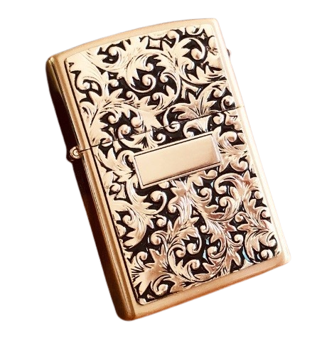 Zorro Lighter Fluid Refill Flip Lid Bronze Vine Design