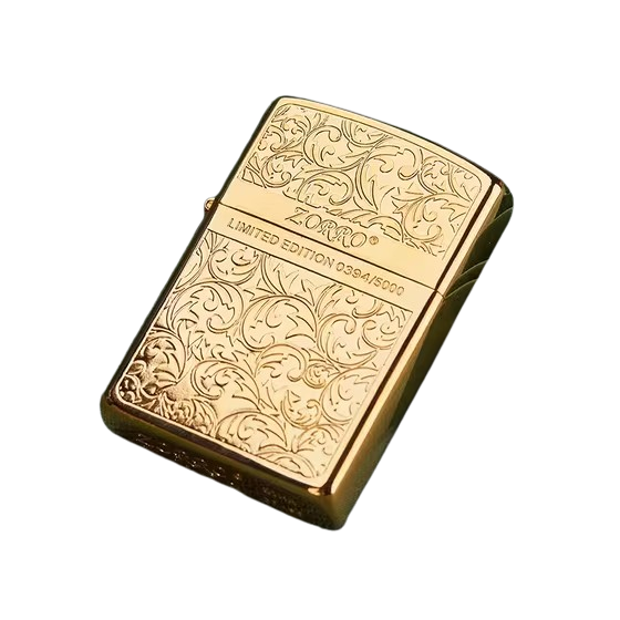 Zorro Lighter Fluid Refill Flip Lid Gold Leaf