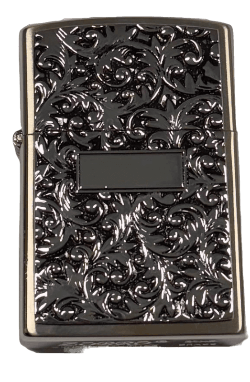 Zorro Lighter Fluid Refill Flip Lid Spinning Flower Silver Design