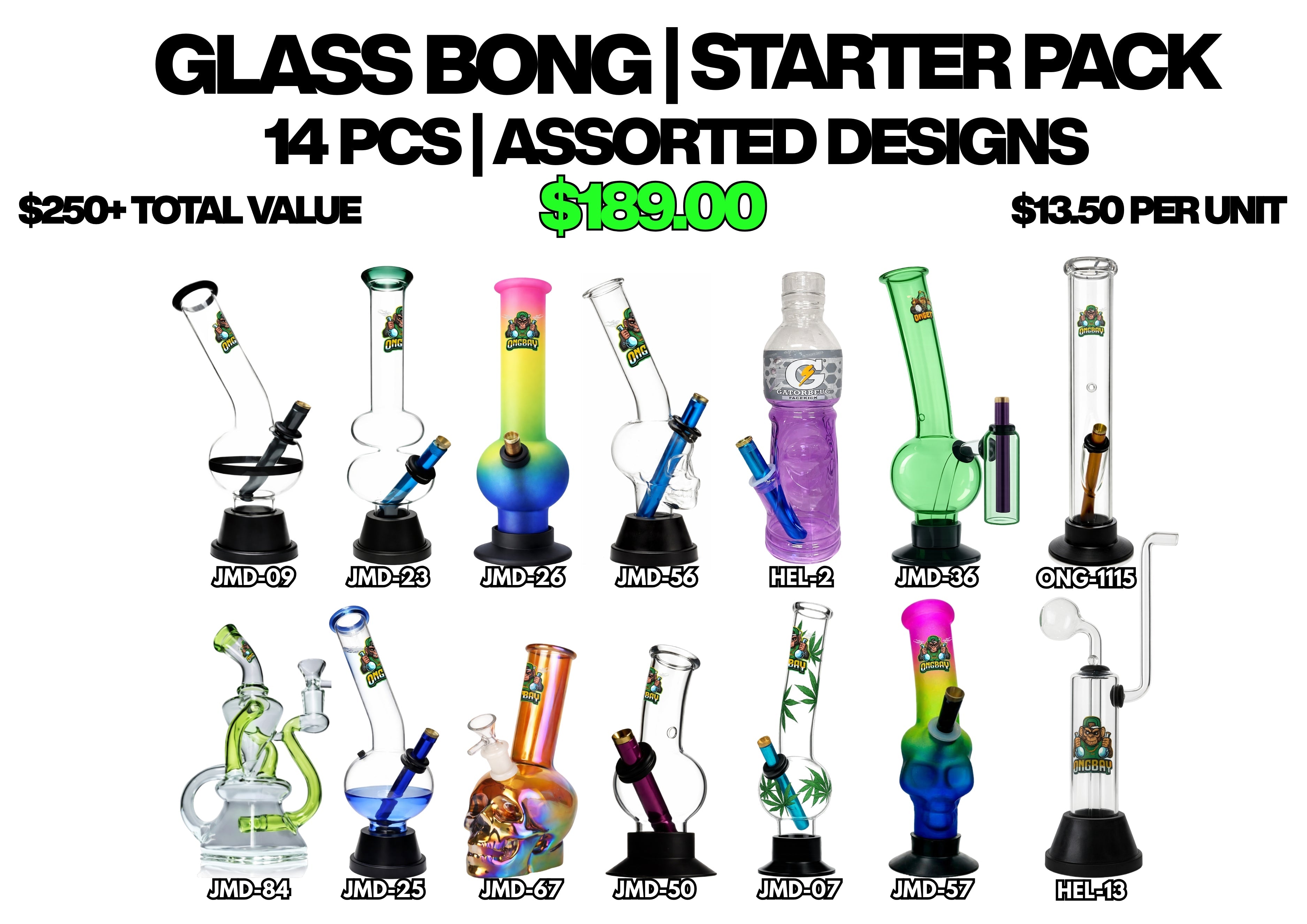 14PC Glass Oil Pourer Starter Pack – Assorted Designs | Bulk Deal | $189 Value Bundle