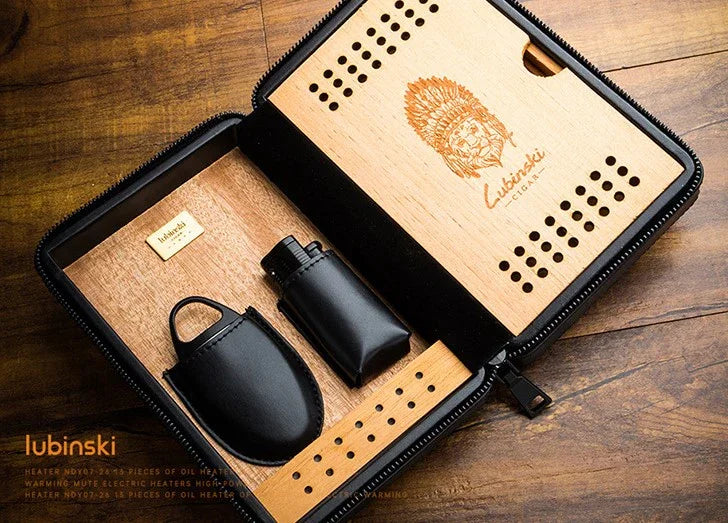 Lubinski Cigar Leather Humidifier Case Accessories