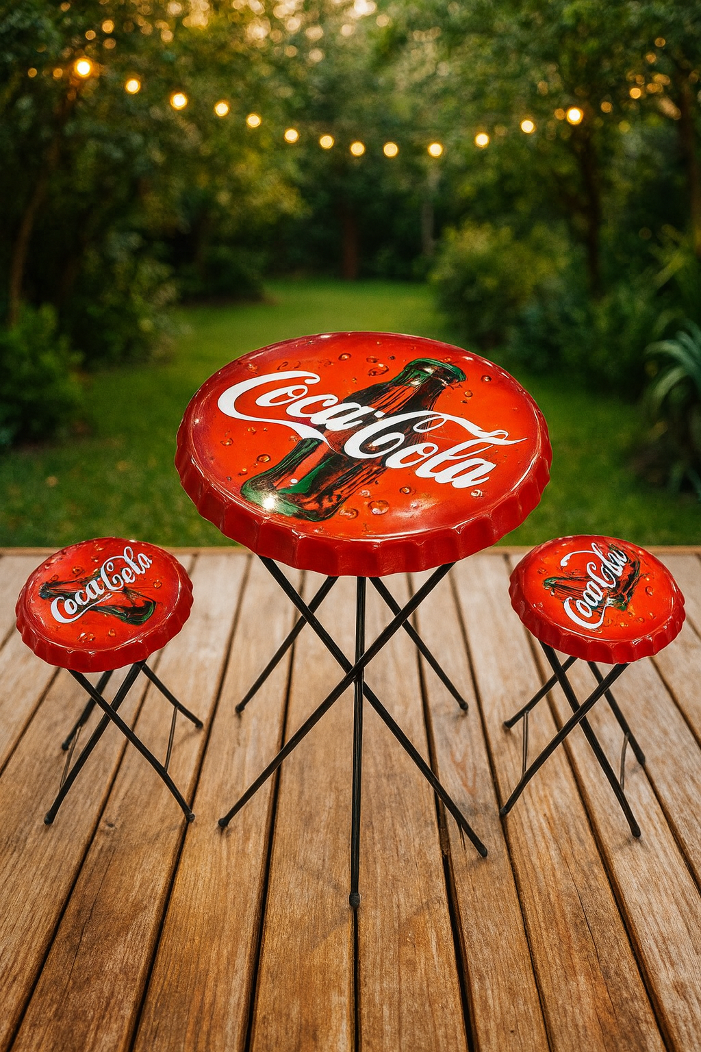 Bottle Cap Coca Cola Table and 2x Chairs