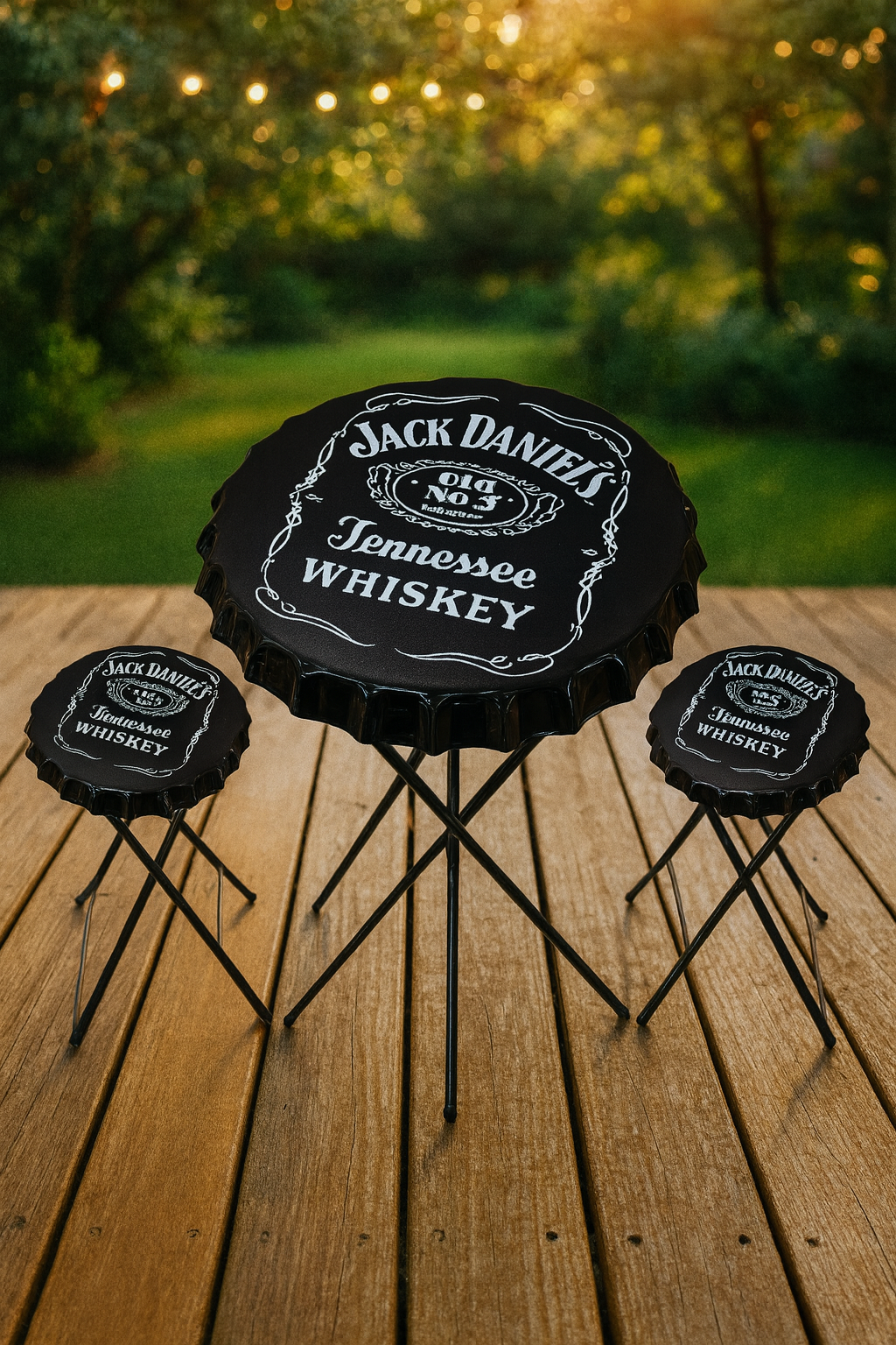 Bottle Cap Jack Daniels Table and 2x Chairs