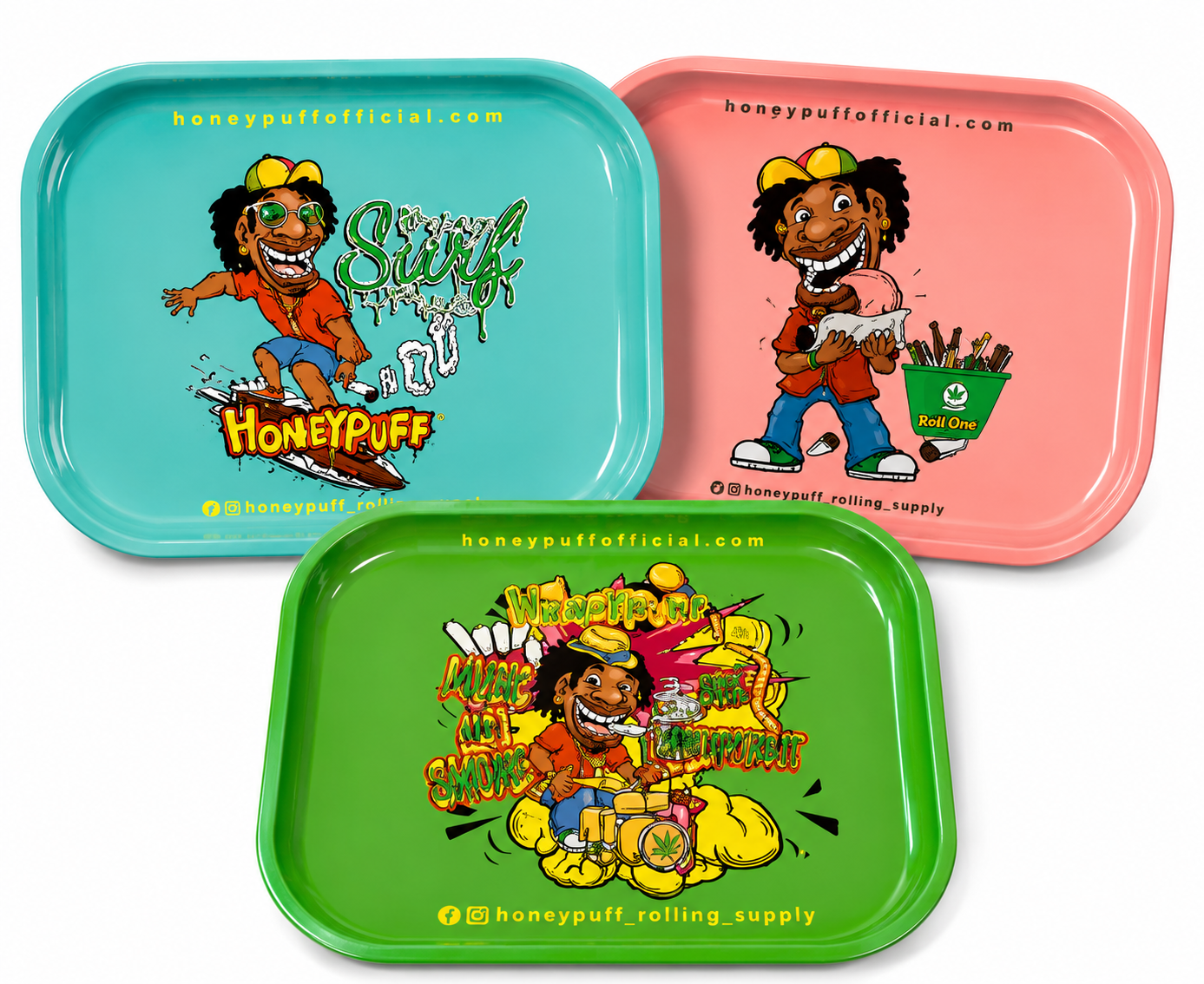 CLEARANCE! Honeypuff Magnetic Lid Rolling Tray Assorted 2PCS