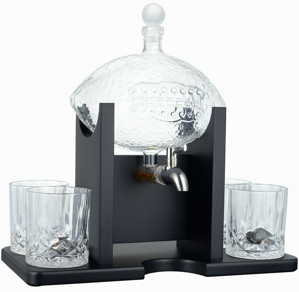 Football Pour Spout Decanter 4x Cups