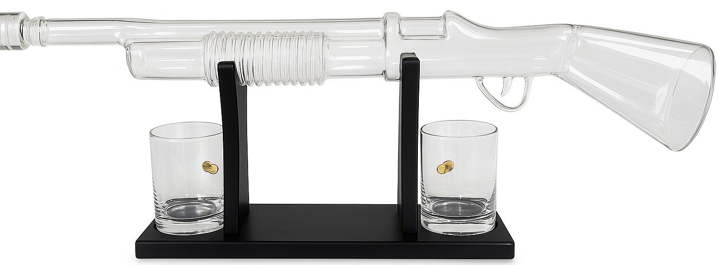 Shotgun Decanter Glass Lid 2x Shot Cups