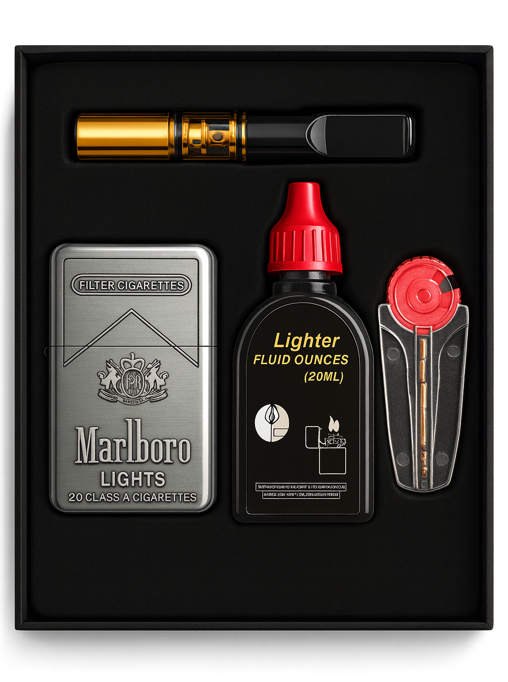 Malboro Cased Windproof Lighter 4PC Set