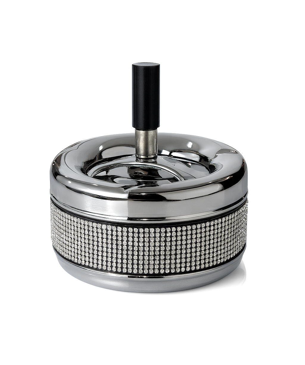 Diamante Ashtray Spin Push Lid Large 1pc