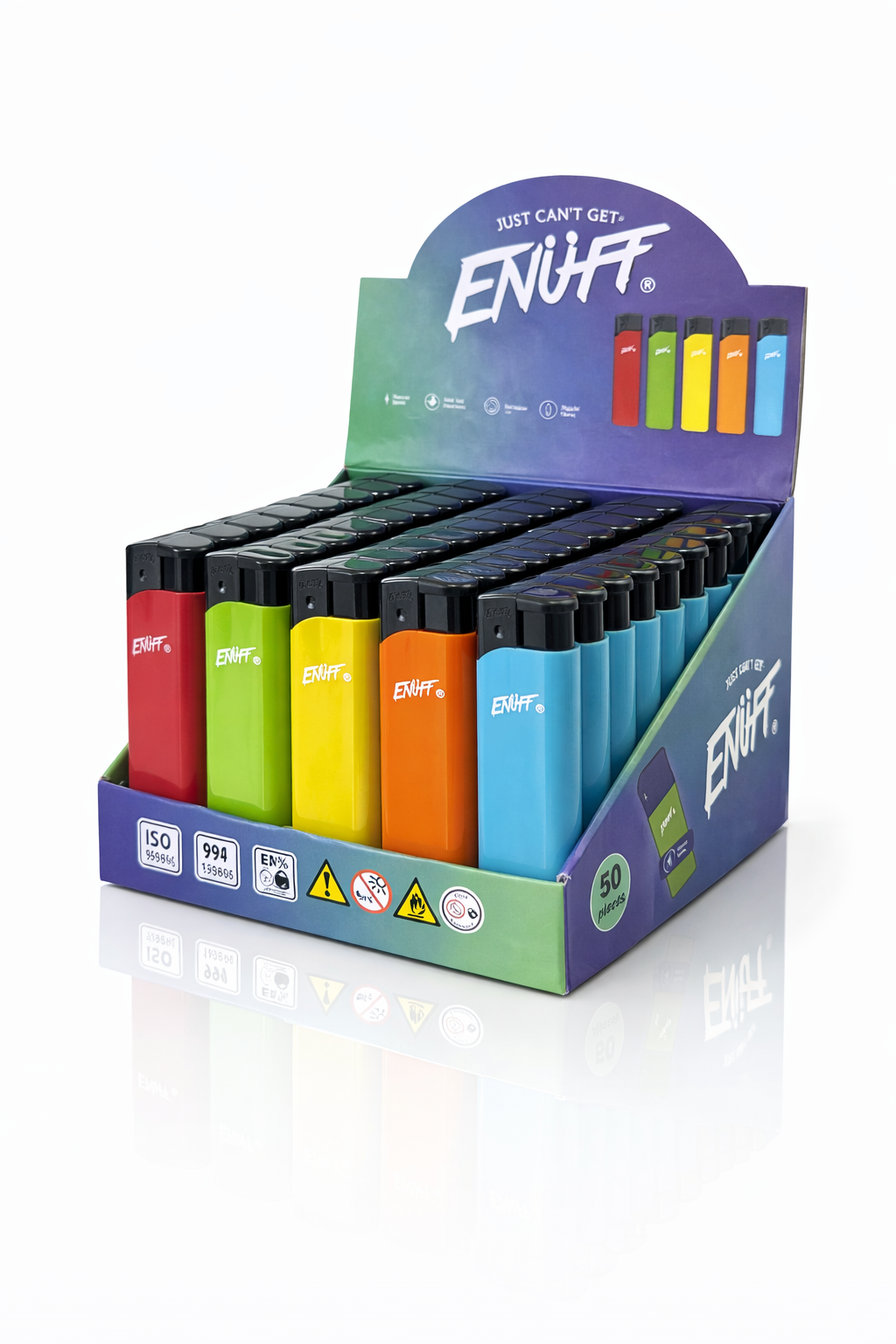 ENUFF NEON Click Refillable Lighter – 50pcs Display