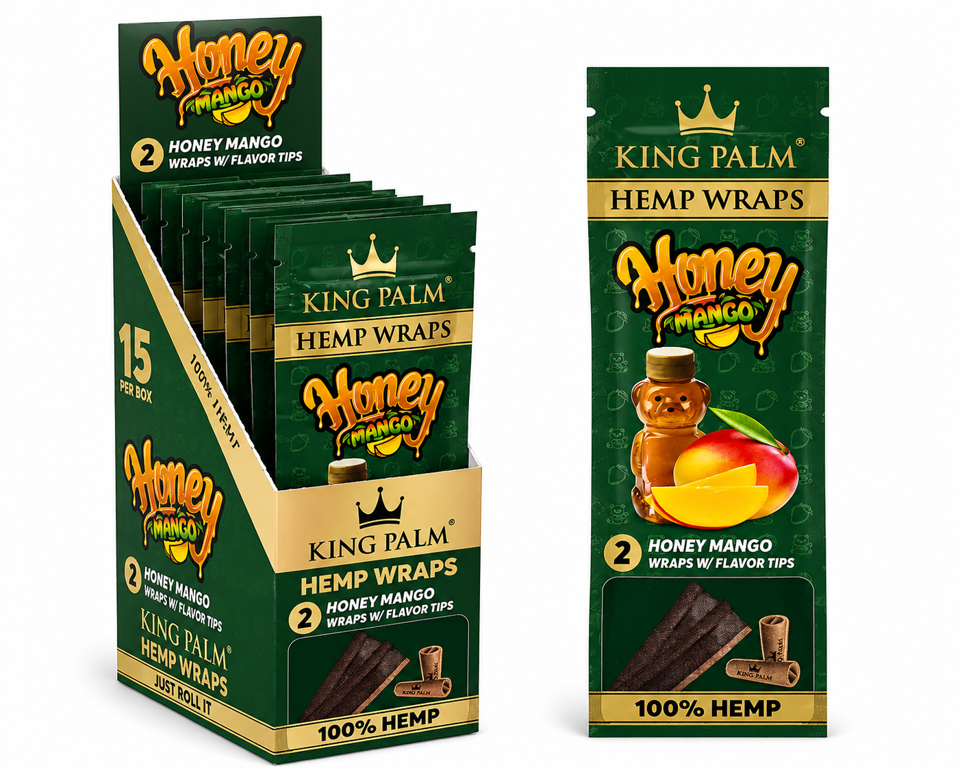 KING PALM Hemp Wraps w/ Model X Tips - Honey Mango
