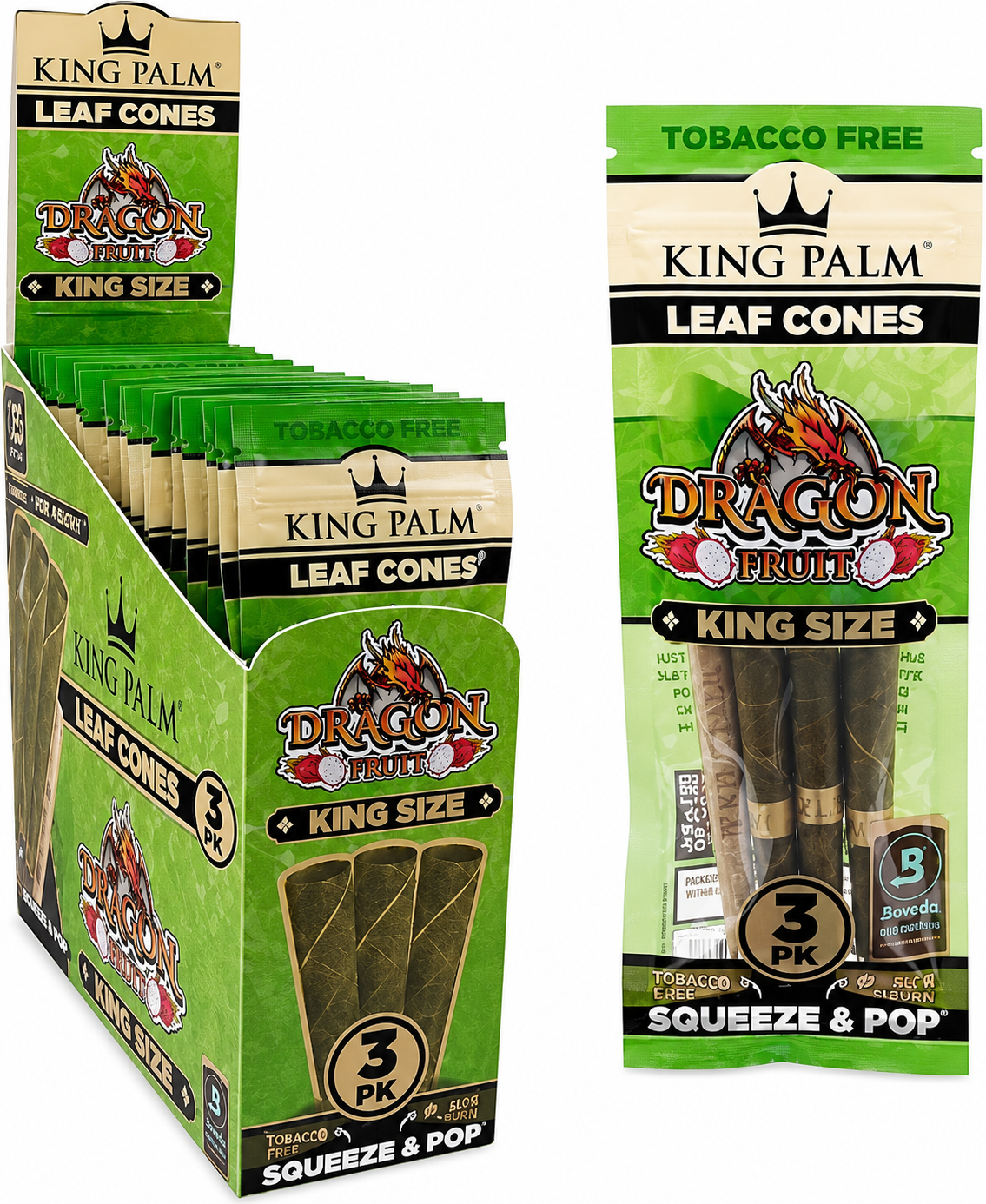 KING PALM Leaf Cones King Size - Dragon Fruit - 15pks
