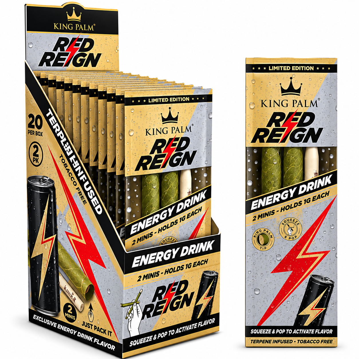 KING PALM Leaf Tubes Mini Rolls Red Reign - Energy Drink - 20pk
