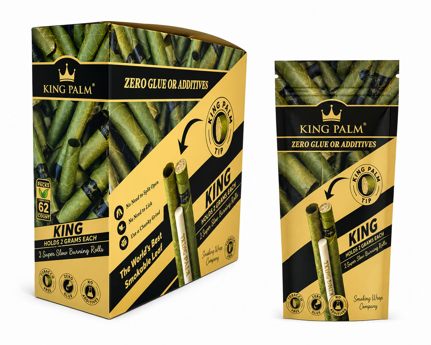 KING PALM Real Leaf Natural Rolls Cones - KING size 20pks
