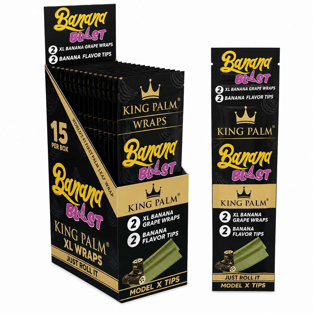 KING PALM XL Wraps + Tips - Banana Blast 15pcs
