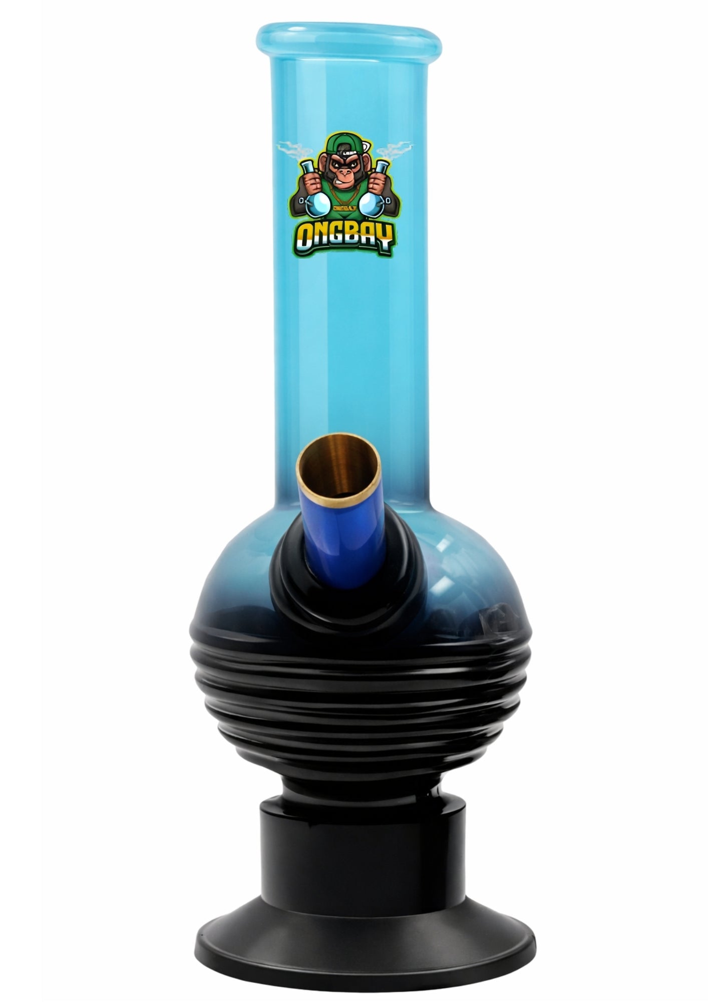Ongbay Arctic Blue Ribbed Base Glass Oil Pourer (18CM)