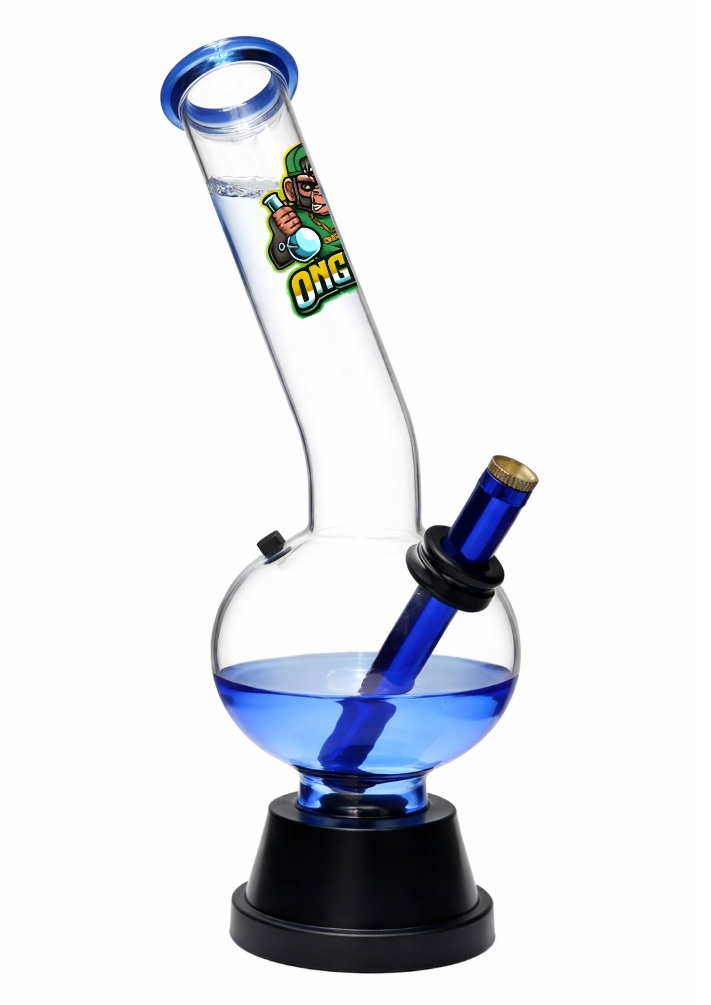 Ongbay Blue Glass Round Base Water Pipe (34cm)