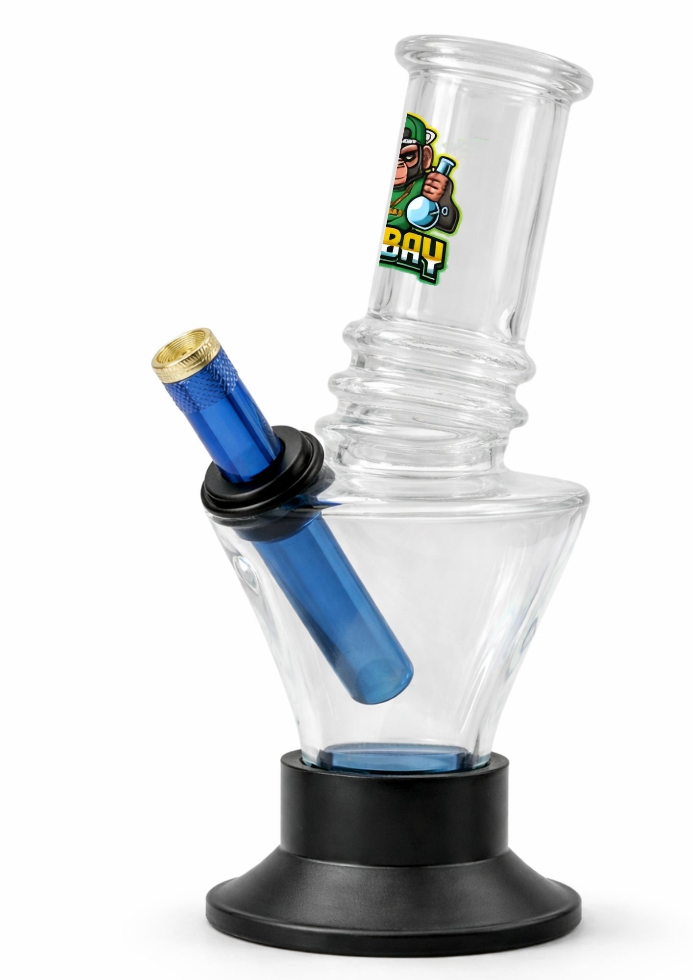 Ongbay Clear Angled Glass Oil Pourer with Ribbed Neck (18cm)