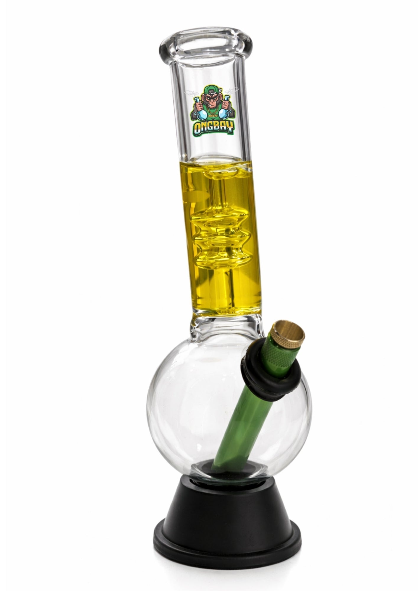 Ongbay Clear Glass Oil Pourer with Liquid-Filled Spiral & Bubble Base (25CM)