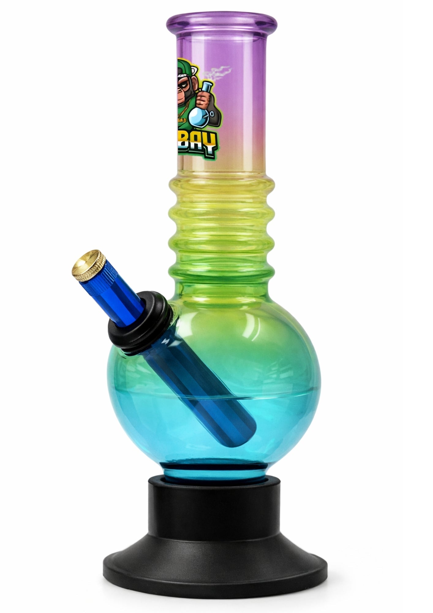 Ongbay Rainbow Gradient Globe Glass Oil Pourer with Ribbed Neck (18cm)