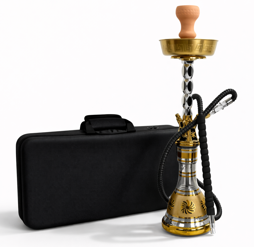 Premium Traditional Shisha Set with Carry Case – Decorative Gold Design (60CM)
